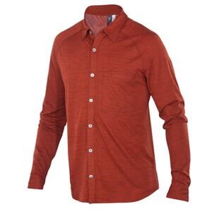 Ibex OD Trinity Merino Wool Heather Long Sleeve Shirt Red Size Medium